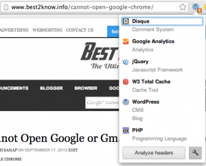 Wappalyzer shows what all Best 2 Know is built with