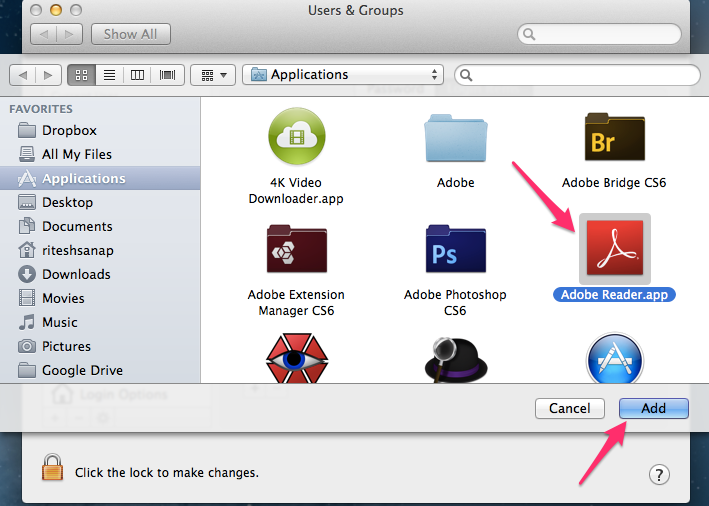 Select and Press add button and the application will start on launch