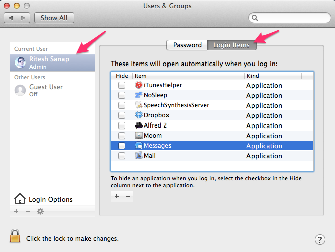Just Drag the App in to the Login items fields to Start them on Startup