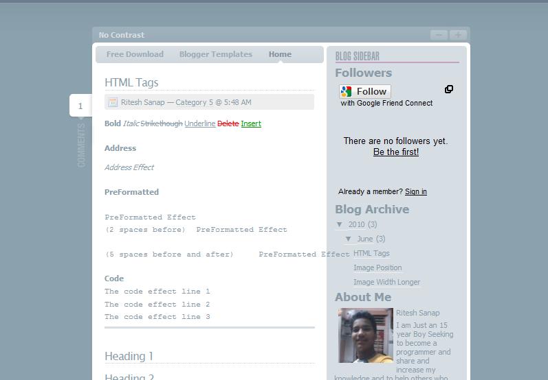 No Contrast Blogger Template